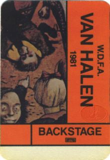 Van Halen 1981 Fair Warning Backstage Pass AA Orange