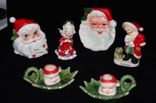 Pcs Vintage Christmas Ceramics Lefton Brin Japan Candle Holder Plate 