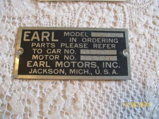   23 Earl Motor Car Co Badge Emblem Serial Plate Original Briscoe