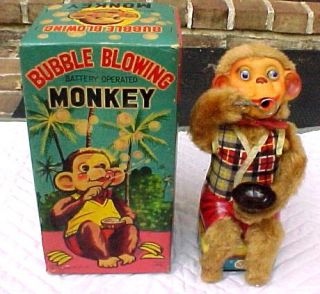 vintage bubble blowing monkey 1950s alps w box this auction is for a 