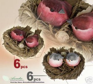 12 Pcs 3 5 Bird Nest w Artificial Birds and Eggs Bubl