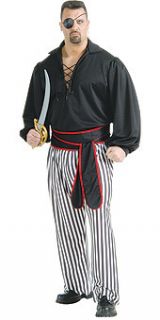 buccaneer pirate man costume xl plus size shirt pants adult black plus 