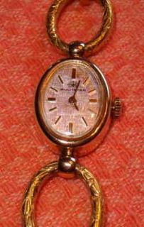Vintage Bucherer Watch Ladies Gold Plated with Deco Type Band Working 