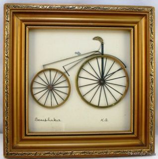   art collage Bone Shaker Bicycle by Ken Broadbent made from watch parts