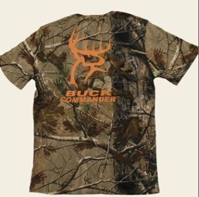 Buck Commander Camo T Shirt Short Sleeve Orange Logo