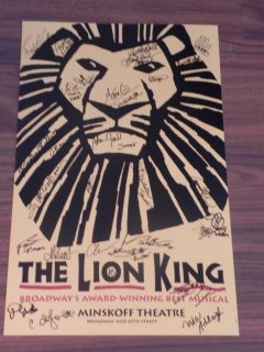 Lion King Cast Signed Broadway Poster Mint