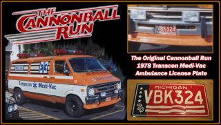 Cannonball Run Burt Reynolds Ambulance License Plate