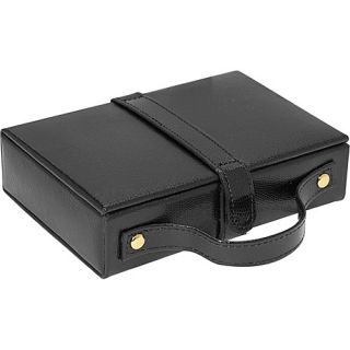 Budd Leather Travel Jewel Box with Mirror   Black