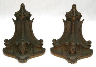 Magnificent PR French Art Nouveau Solid Bronze Bookends