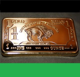   Gold Plated Collector Art Bar Buffalo Design 100 mills fine gold plate