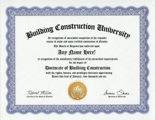 Building Construction Diploma Builder Degree Gag Gift