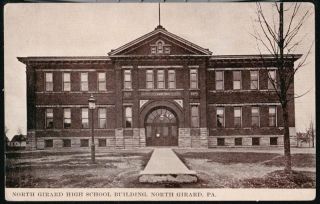 North Girard PA High School Building Vintage Postcard Early Old 