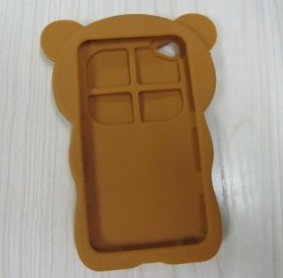 Brown 3D Animal Dog Ear for Apple iPod Touch 4 4G Silicone Back Cover 