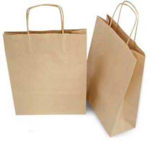 Lot of 50 10x5x13 Kraft Brown Paper Bags w Handle Gift Shopping 