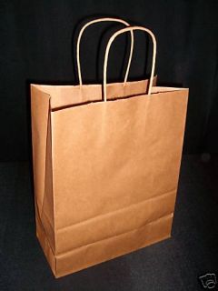 100 Kraft Brown Paper Retail Shopping Gift Bags 8x5x10