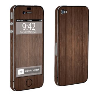 USA Brown Wood Case Decal Vinyl Cover Skin Sticker Apple iPhone 4 4S 
