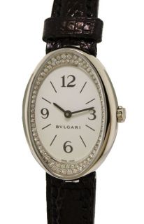 Bulgari Ladies Ovale 18K White Gold Diamond Swiss Made Watch OVW32GL R 