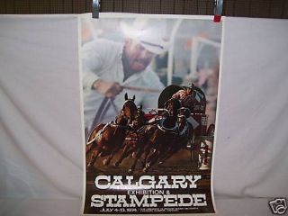 1974 Calgary Stampede rodeo Poster bull riding gear PBR Original 