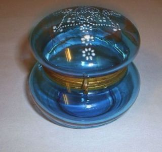 ANTIQUE VICTORIAN GLASS POWDER CASKET BOX JAR BOHEMIAN ENAMEL