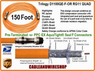 RG11 Satellite Coax Coaxial Cable TV 150 ft Feet Foot UG Burial 
