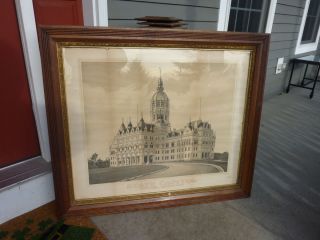   Connecticut Framed Bulkeley Kellogg Lithograph 42 x 36