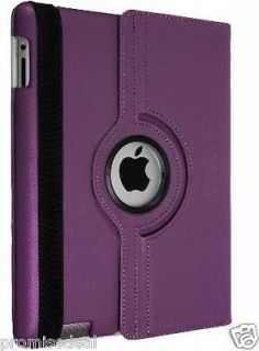   Degree Rotating Leather Smart Cover Case Stand For iPad 2/3/4 PURPLE