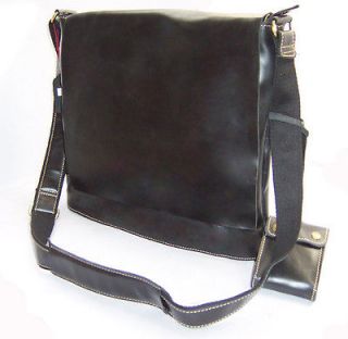 Mens Black Full Grain Real Leather Shoulder Bag Messenger Bag leisure 
