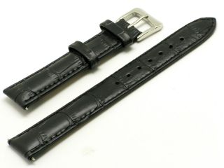 18mm Black Genuine Leather Watch Band for Bulova Watch