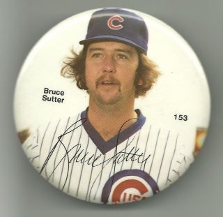  C 1987 Bruce Sutter Chicago Cubs 3" Pin Button