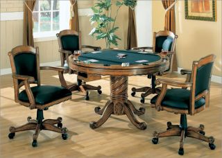 New 3 in 1 Oak Game Dining Table Set Poker Bumper Pool