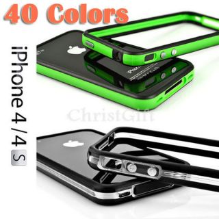 Stylish Bumper Case Cover for iPhone 4 4S with Metal Button Screen 