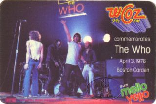 The Who 1976 Boston Garden Radio Promo Pass Keith Moon Pete Townshend 