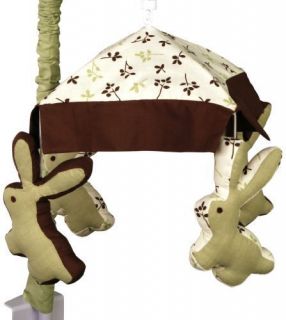 Kidsline Bunny Meadow Rabbit Musical Crib Mobile New Organic Brown 