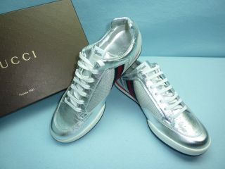 nib gucci argento lace up sneakers tennis shoes size g10