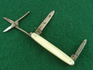 Antique German Bruckmann MOP Pearl Pocket Pen Knife Scissors Knives 