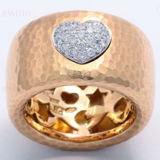 Pasquale Bruni 18K Yellow Gold Pave Diamond Heart Band Ring