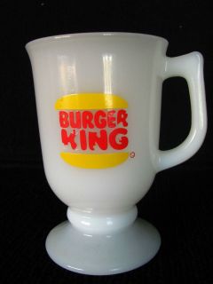    Burger King Restaurant Milk Glass Tall Irish Coffee Style Mug Cup