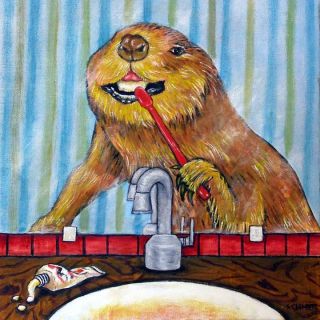 Beaver Brush Teeth Coaster Animal Art Tile New Gift