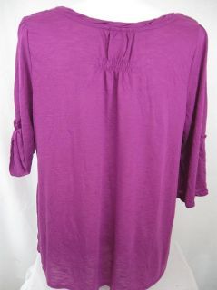 Lane Bryant Size 22 24 3 4 Tab Sleeve Scoop Neck Top in Purple