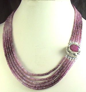   Ruby Shaded Burmese Necklace Designer Ruby Stone Clasp w Earring
