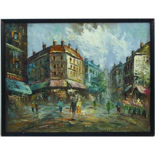 Burnett Parisian French Paris Impressionist Street Scene Acrylic Oil 