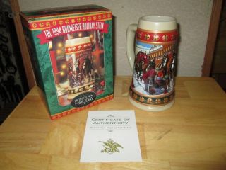 1994 Budweiser Hometown Holiday Holiday Stien Mug Clydesdales Horses 