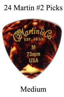 24 Martin Guitar #2 Faux Tortosie Picks Medium .73mm Celluloid 