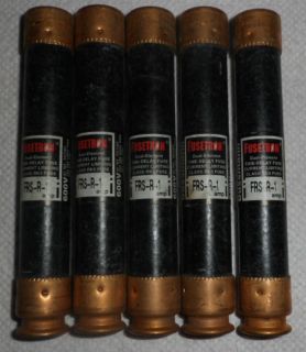 NEW Lot of 5 BUSS FRS R 1 FUSETRON Time Delay Fuses 1 Amp 600 Volt 