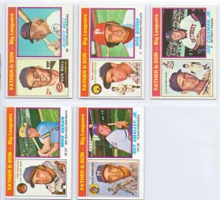 1976 Topps Father and Son Subset 5 Cards Buddy Bell Bob Boone