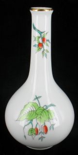 Vintage Herend Orange Red Berries Green Leaves Bud Vase 6