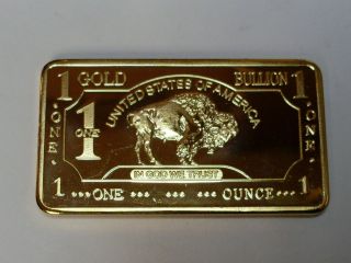 Gold Buffalo Bison Bar 100 Mills 999 Gold One Ounce One Day Listing 