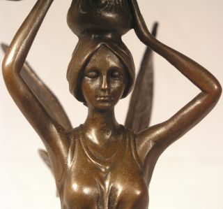 Fairy with Flower Buds Bronze Sculpture Candle Holder