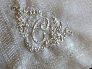    Madeira Wedding Bridal Hanky Embroidered Monogram C UNUSED Label