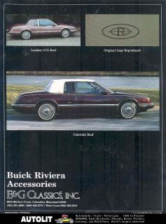 1991 Buick Riviera E G Custom Cabriolet Roof Brochure